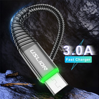 USLION oświetlenie LED kabel Micro USB Transfer danych 3A szybka ładowarka przewód do Samsung Xiaomi Android Micro USB kabel telefoniczny 2